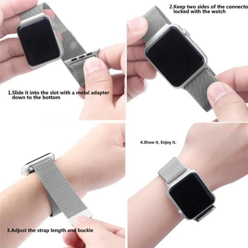 NEW BAND RED Milanese Stainless For Apple Watch
